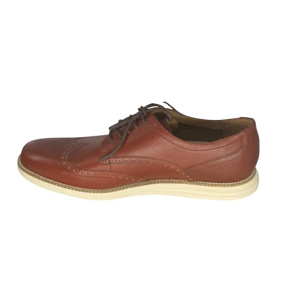 Cole‎ Haan Grand OS Mens British Tan Leather Wingtip Oxford Dress Shoes Size 13
